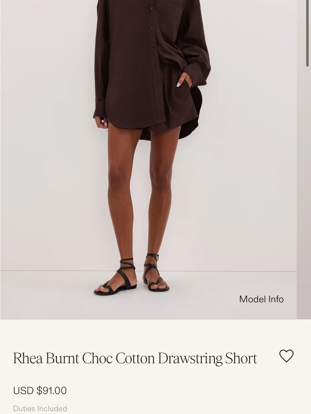 Diish Rhea Brown Cotton Drawstring Shorts